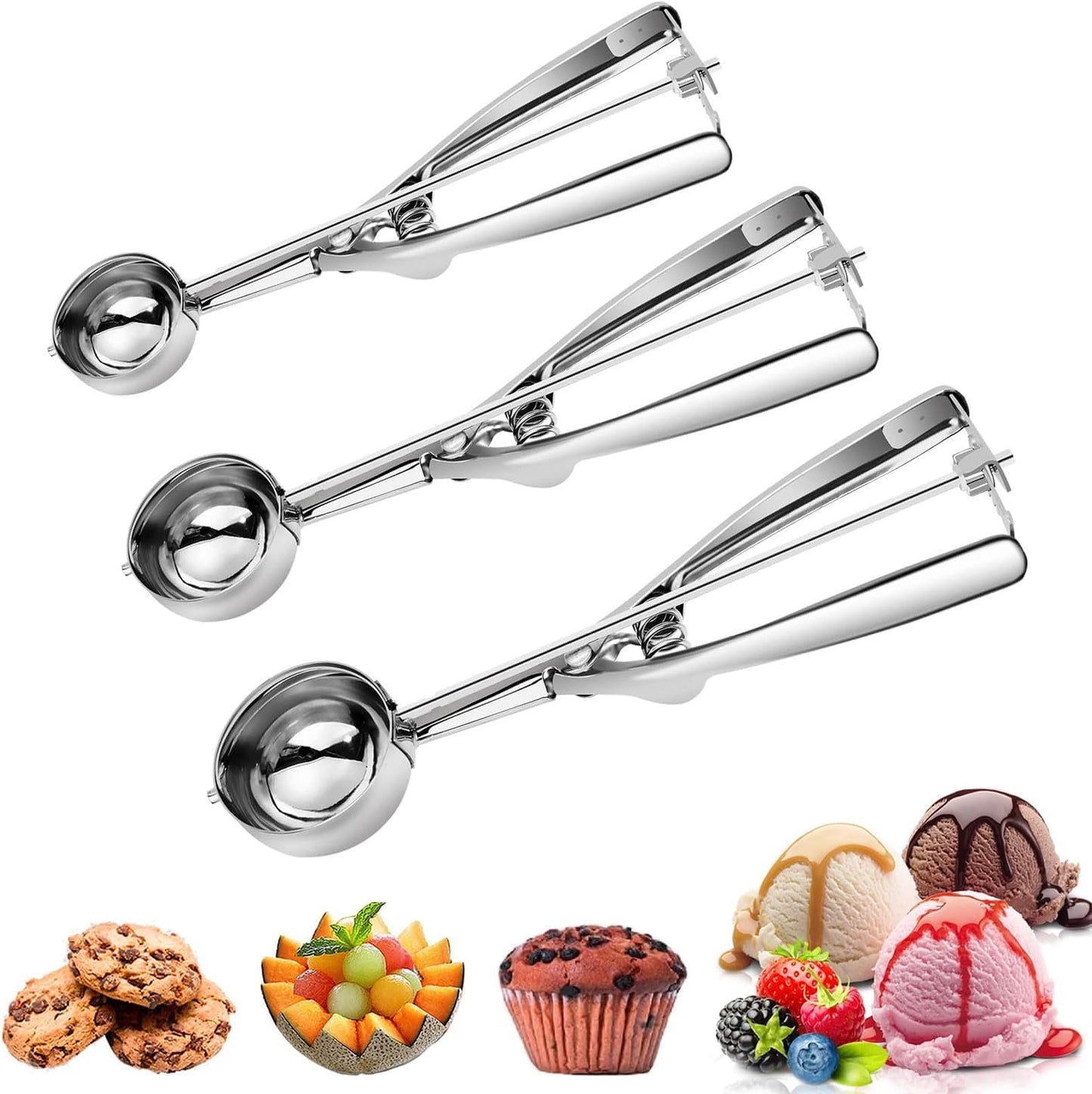 مغرفة / قابضة المثلجات بمفتاح التحرير Stainless Steel Trigger Ice Cream Scoop