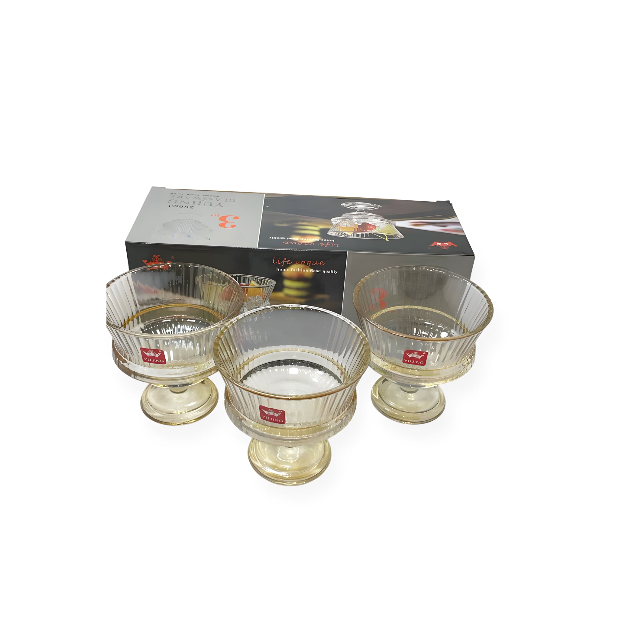 كأس جيلي  3 قطع عسلي ماركة  Yujing.