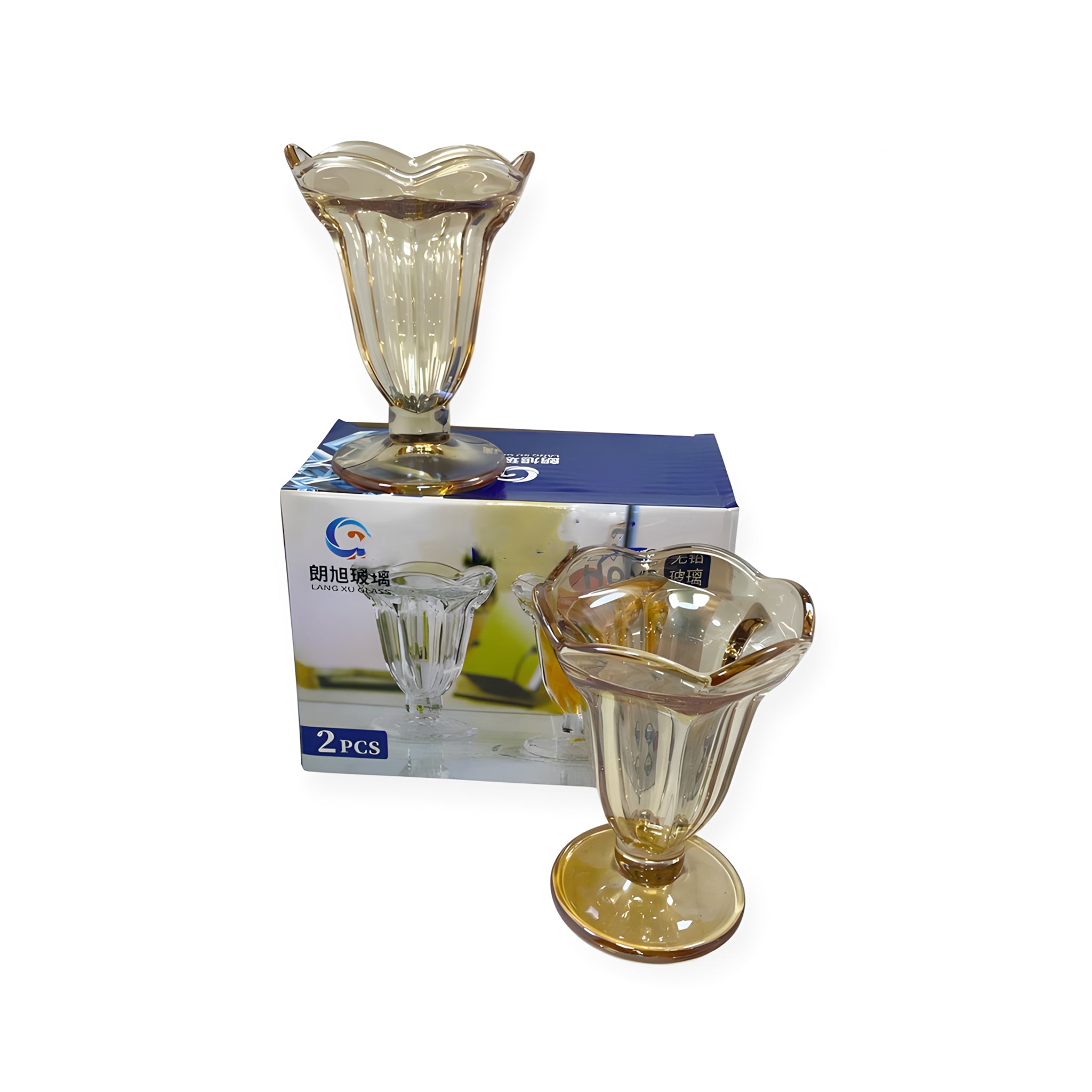 كأس ايس كريم 2 قطعة عسلي  1267Cماركة Yujing .