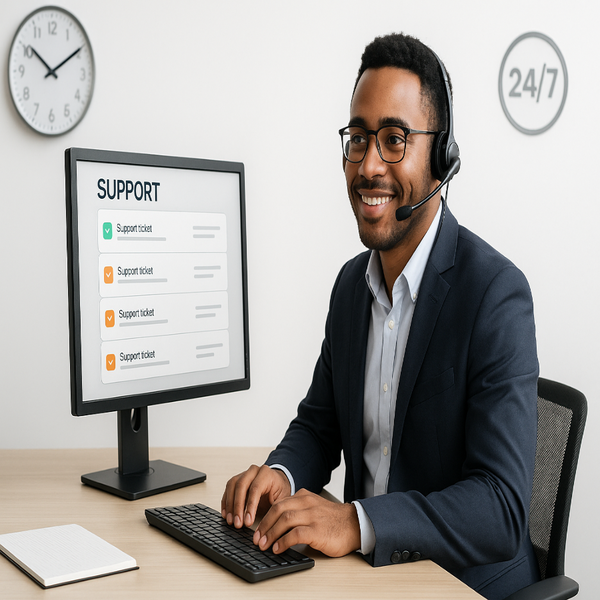 CUSTOMER SERVICE SUPPORT 24/7 WHITE BACKGROUND AND MORE REALISTIC